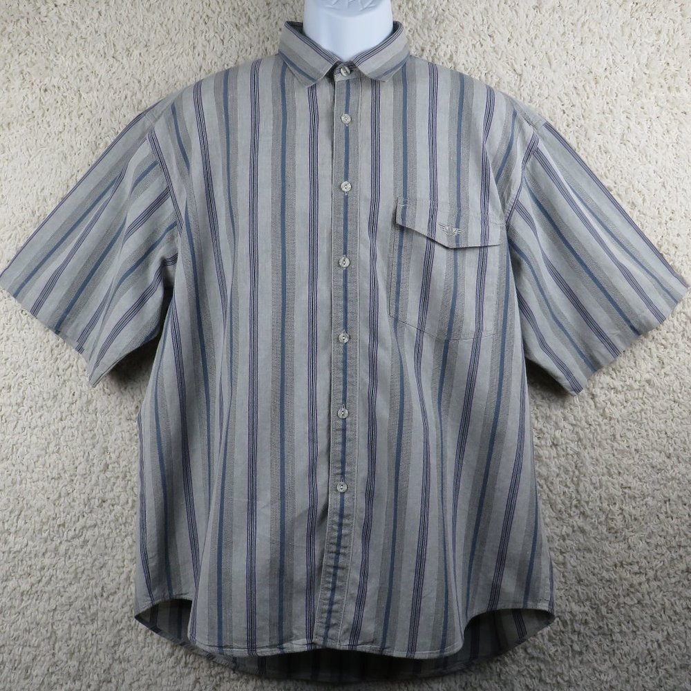 Dockers* Men's Short Sleeve Button Down Curved Hem Chest Pocket Shirt~Size Large